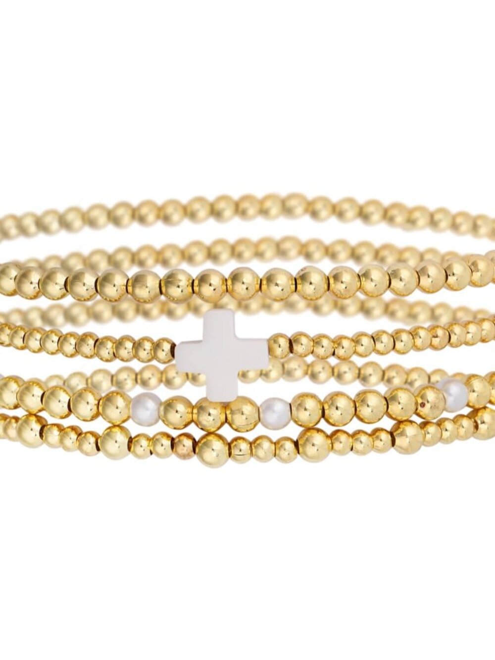 Elegant Gold Bead Bracelets Set - 4 Stylish Stackable Pieces for Every Occasion